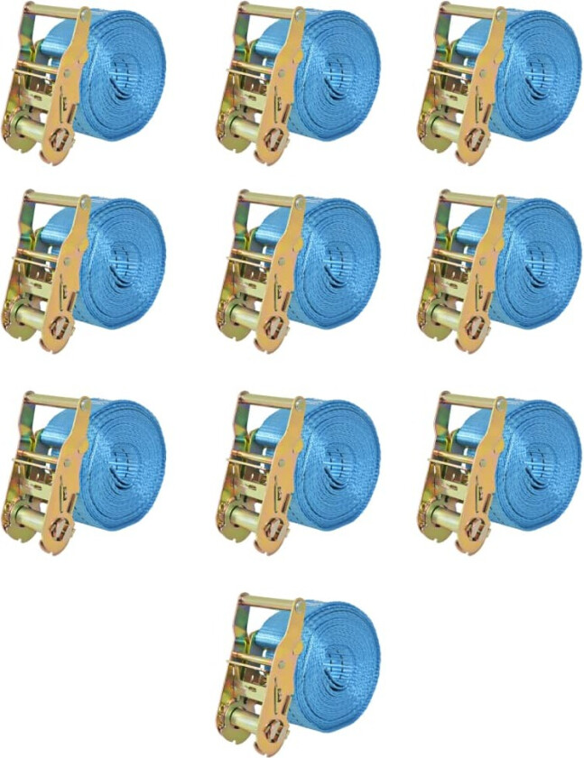 Jekkestropper med skralle 10 stk 2 tonn 6mx38mm blå