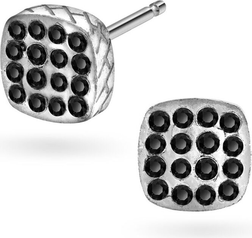 , Øredobber i stål med sort zirkonia