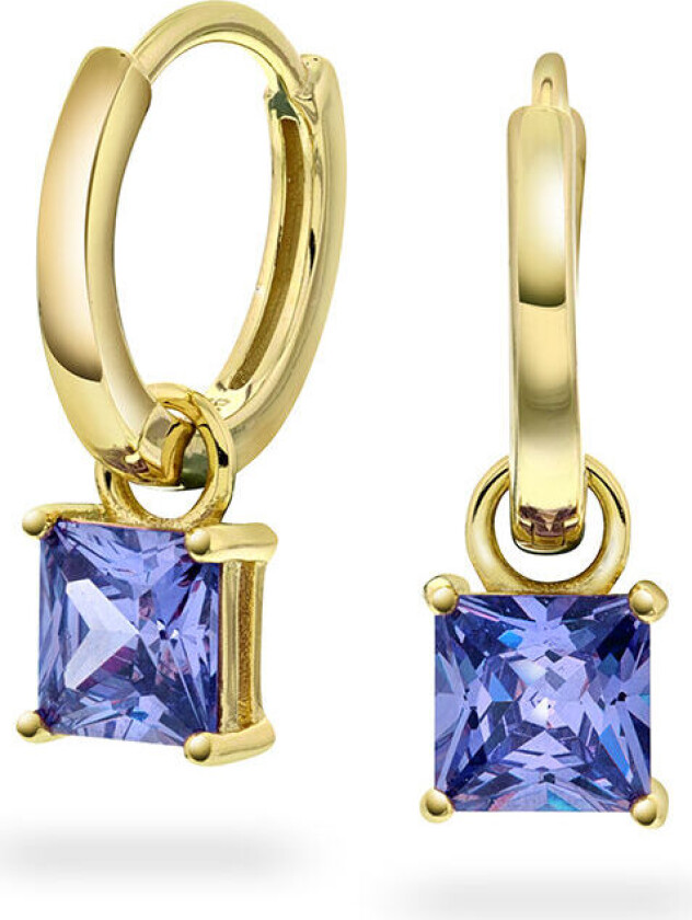 , Øreringer i forgylt sølv med blå zirkonia