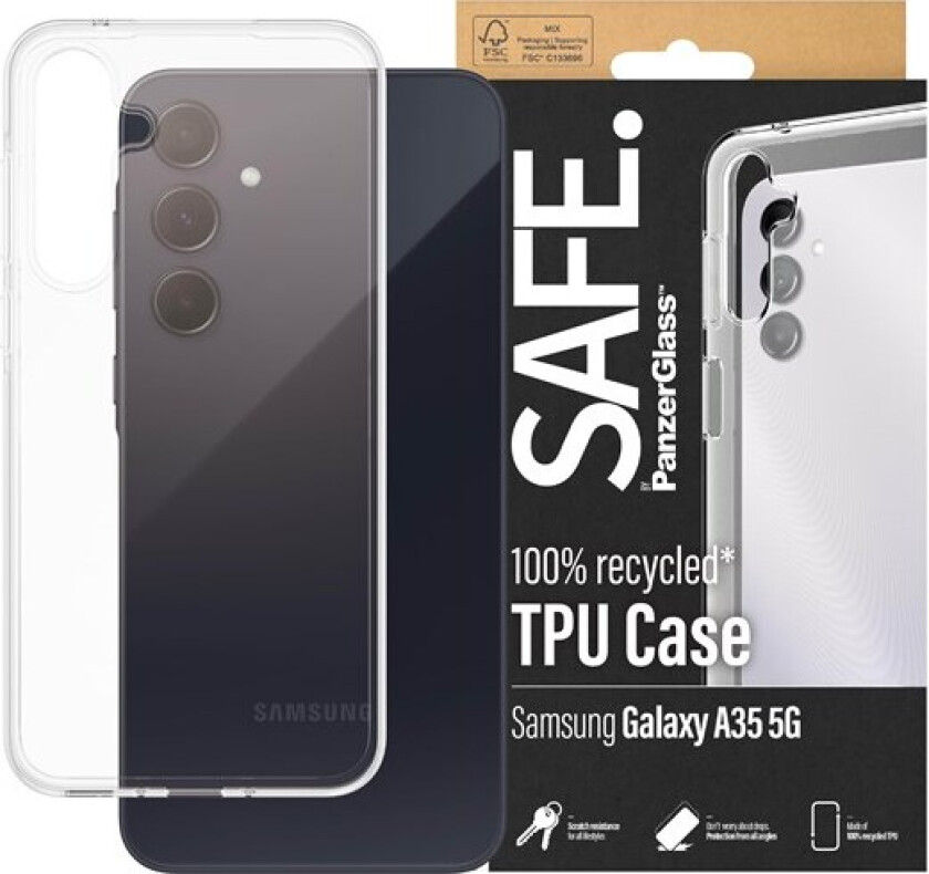 SAFE. by - Baksidedeksel for mobiltelefon - selvhelbredende TPU - gjennomsiktig - for Samsung Galaxy A35