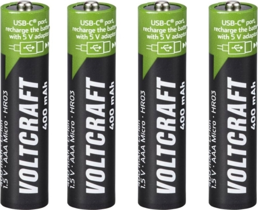 VC-AAA400USB USB-C®-batteri R03 (AAA) Kan oplades med USB Litium 1.5 V 400 mAh