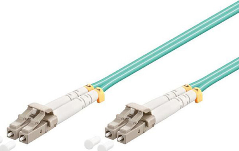 MicroConnect - Nettverkskabel - LC/UPC-multimodus (hann) til LC/UPC-multimodus (hann) - 10 m - 2 mm - fiberoptisk - dupleks - 50 / 125 mikroner - OM3 - halogenfri, flat - aqua-blå
