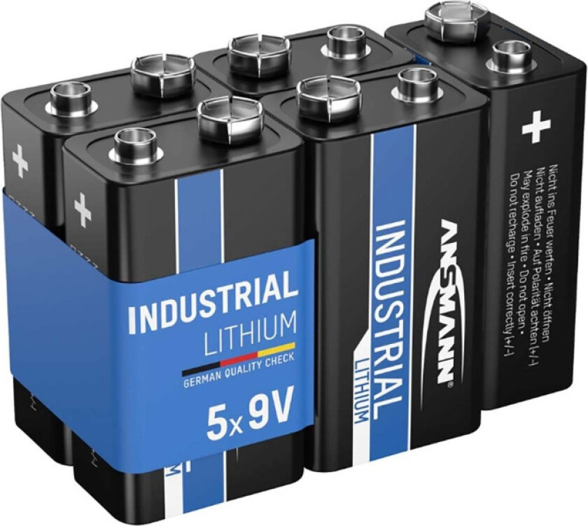 1505-0002, Single-use battery, Lithium, 9 V, 5 stykker, Svart, -40 - 60 °C