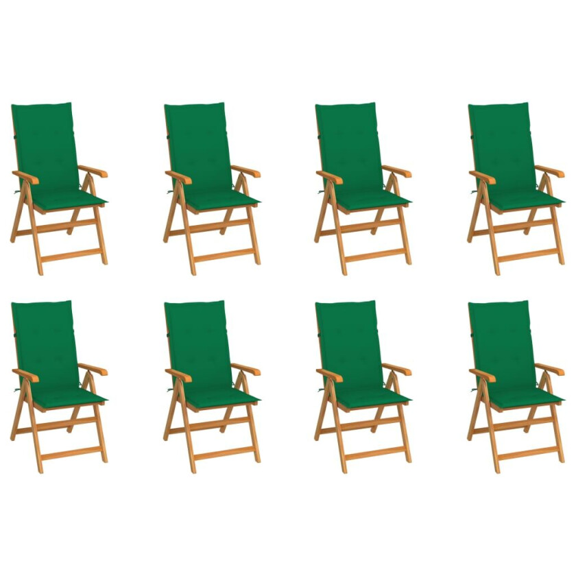 Hagestoler med puter 8 stk heltre teak