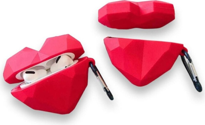 Hjerteformet støtsikkert deksel for Airpods Pro 3D rødt hjerte