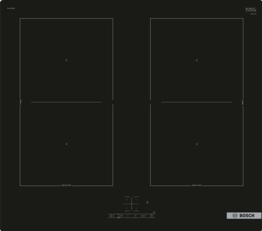 Serie 4 PVQ61RBB5E kogeplade Sort Indbygget 60 cm Induktionskogeplade 4 zone(r)