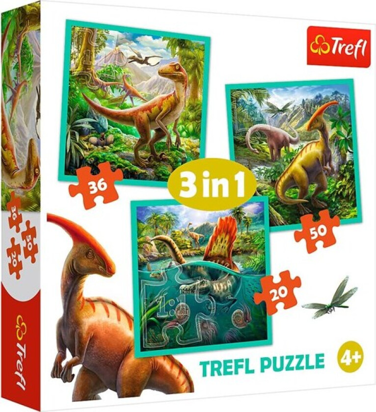Puzzle 3w1 - Niezwykły świat dinozaurów
