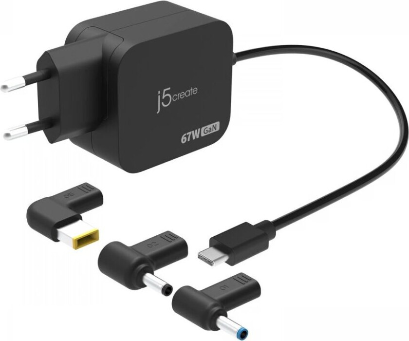 J5create 67w Gan Pd Usb-C, Minilader Med 4,5 Mm Dc - Omformer