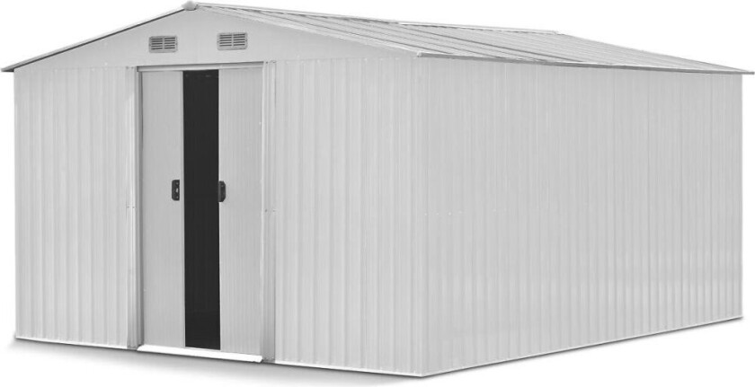 Bod og verktøyskur 12,5m² Dobbel skyvedør Base inkludert Hvit