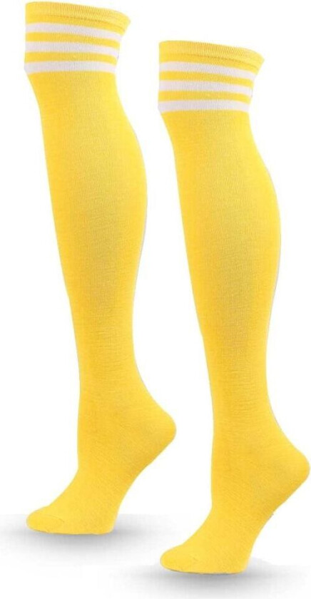 Stripete knesokker Gule hvite striper - høye sokker