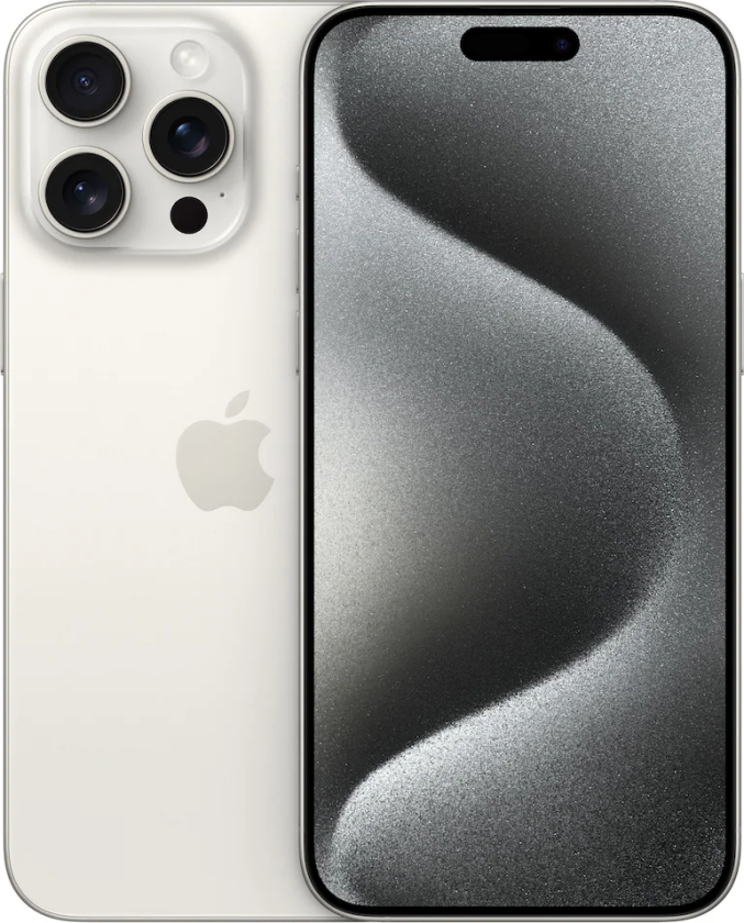 iPhone 15 Pro Max - 5G smartphone - dobbelt-SIM / Internminne 1 TB - OLED-display - 6.7 - 2796 x 1290 pixels (120 Hz) - 3x bakkamera 48 MP, 12 MP, 12 MP - front camera 12 MP - hvit titan