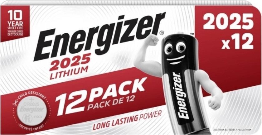 Knapcellebatterier Lithium CR2025, , pakke a 12 stk.