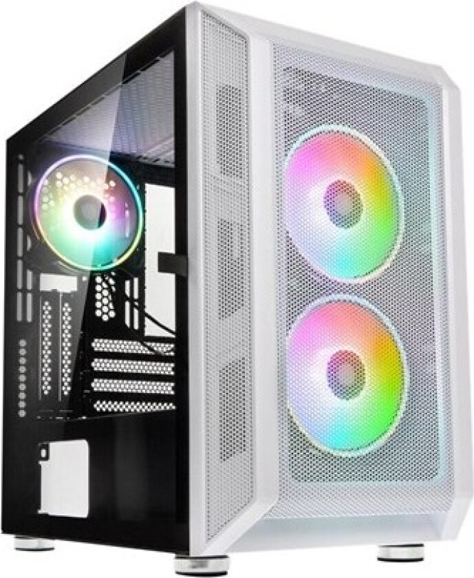 Kolink Citadel Mesh RGB, Micro Tower, PC, Hvit, Micro ATX, Mini-ITX, Netting, Plast, Stål, Herdet glass, Spilling