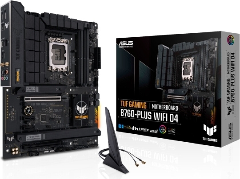 Asus TUF GAMING B760-PLUS WIFI D4 - Hovedkort - ATX - LGA1700-sokkel - B760 Chipset - USB 3.2 Gen 1, USB 3.2 Gen 2, USB-C 3.2 Gen 2x2 - 2.5 Gigabit L