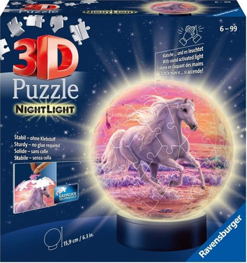 3D Puzzle Ball - Night Light - Horses on the Beach