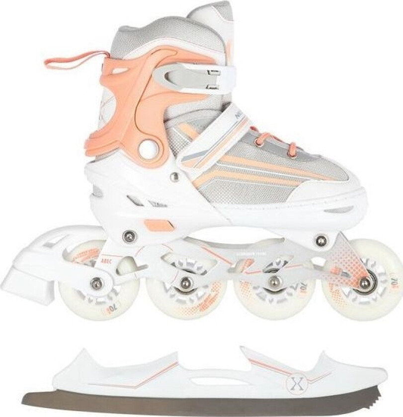 NH18190 rulleskøyter med utskiftbar, justerbar løper, hvit, størrelse 39-43