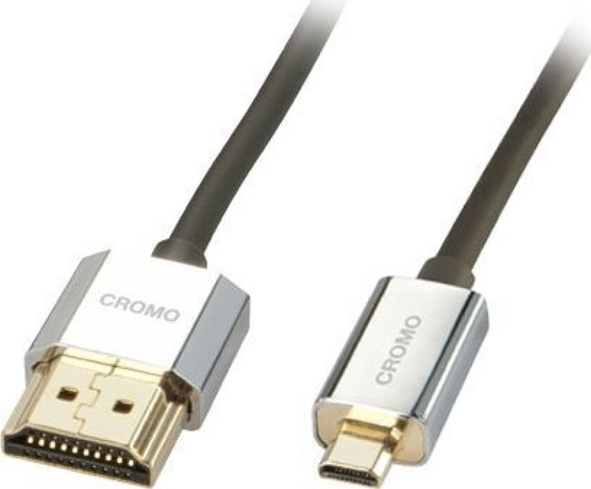 CROMO Slim High Speed HDMI to micro HDMI Cable with Ethernet - HDMI-kabel med Ethernet - 19 pin micro HDMI Type D hann til HDMI hann - 2 m - skjermet