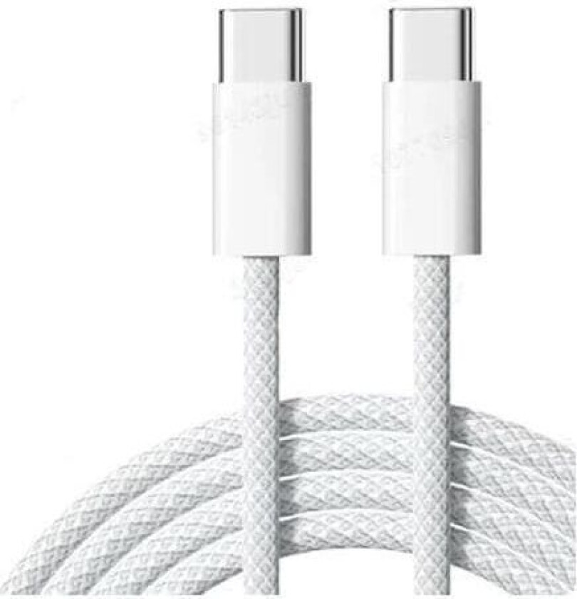 NÖRDIC 2m USB 2.0 USB-C till C kabel 2,4A 480Mbps 60W för iPhone 15/15 Pro/15 Plus/15 Pro Max vit
