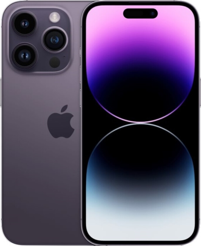 iPhone 14 Pro - 5G smartphone - dobbelt-SIM / Internminne 256 GB - OLED-display - 6.1" - 2556 x 1179 piksler (120 Hz) - 3x bakkamera 48 MP, 12