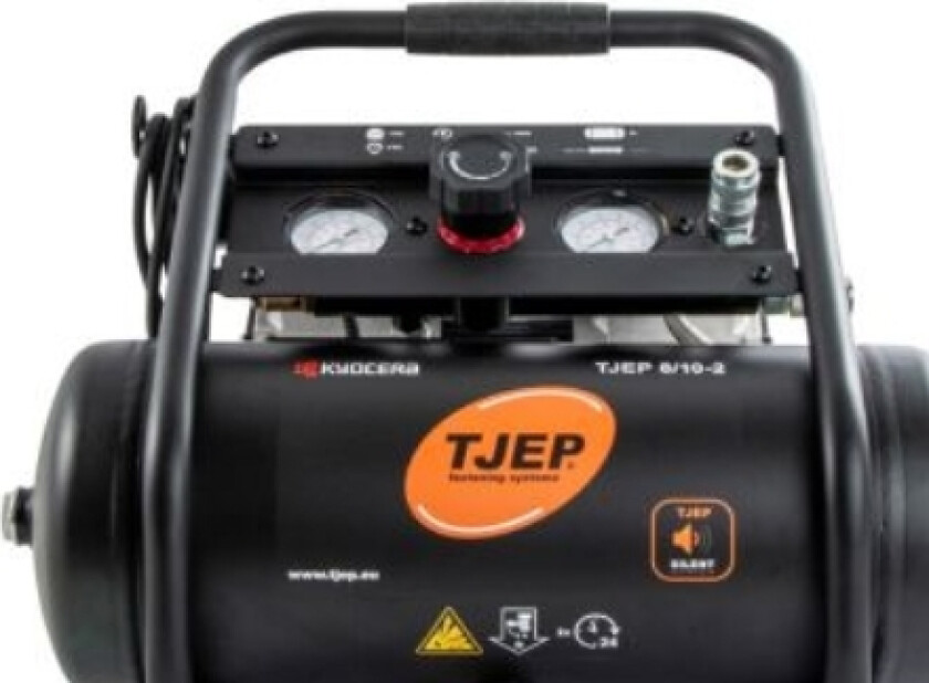Tjep Silent kompressor 8/10-2 - 2 cylinder, 8L tank, 131 liter/min v 0 bar, max 9 bar