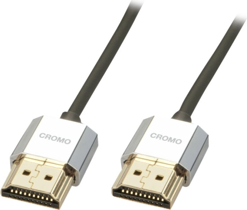 CROMO Slim High Speed HDMI Cable with Ethernet - HDMI-kabel med Ethernet - HDMI hann til HDMI hann - 2 m - skjermet tvunnet parkabel (STP)
