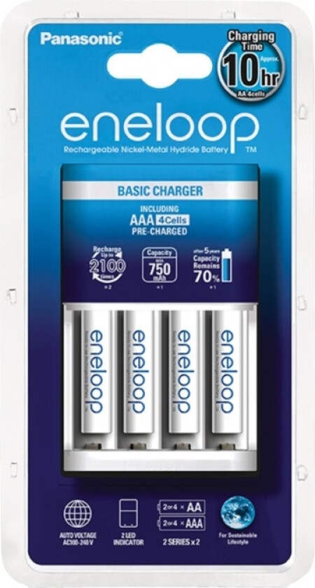 INSMAT Panasonic Eneloop basic CC18 - Batterilader - (for 4xAA/AAA) 4 x AAA - NiMH - 750 mAh