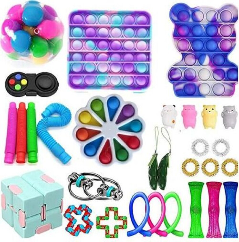 PRO 30 stk. Fidget Pop it Toys Set-pakke for barn og voksne