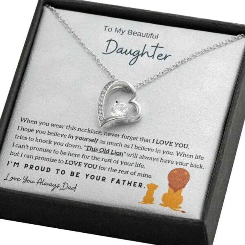 Gavehalskjede til datter, hjerte kubisk zirkon sølv