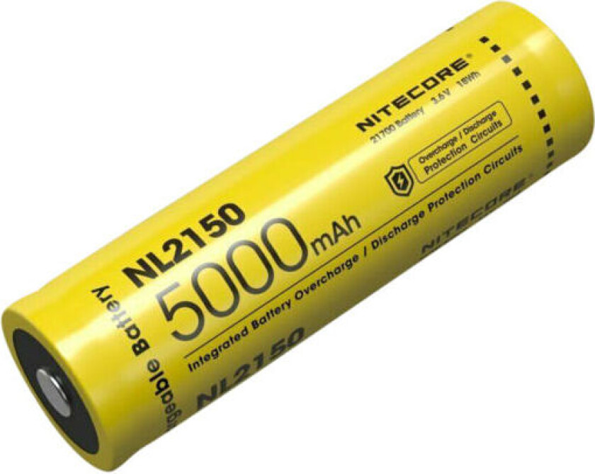 Nitecore NL2150, Oppladbart batteri, Lithium-Ion (Li-Ion), 3,6 V, 1 stykker, 5000 mAh, Gult