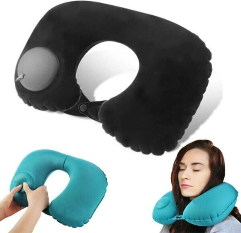 Oppblåsbar reisepute med pumpe for flyreiser