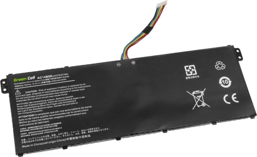 Green Cell - Batteri til bærbar PC (tilsvarer: Acer AC14B3K, Acer AC14B8K) - litiumpolymer - 4-cellers - 2200 mAh - svart - for Acer Aspire 5 A515, A