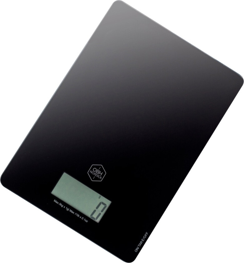 Attraction, Elektronisk kjøkkenvekt, 5 kg, 1 g, Sort, Glass, Plast, Knapper
