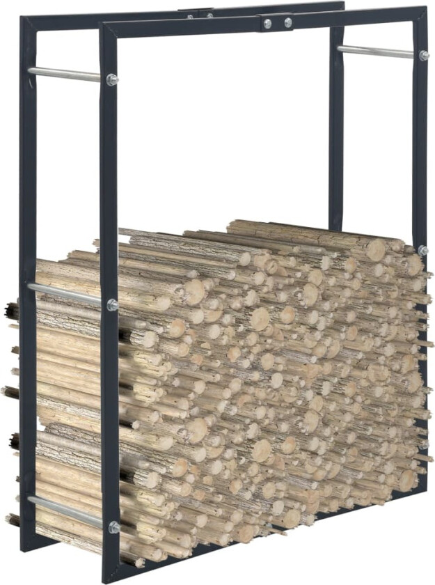 Vedstativ svart 80x25x100 cm stål