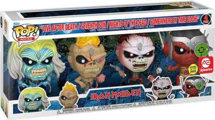 Bilde av - IRON MAIDEN POP! IRON MAIDEN (GLOW) 4-PACK - Figur