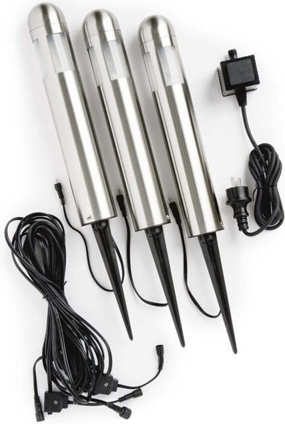 Amalfi mini LED nattbordslamper 35 cm, 3 stk i stål