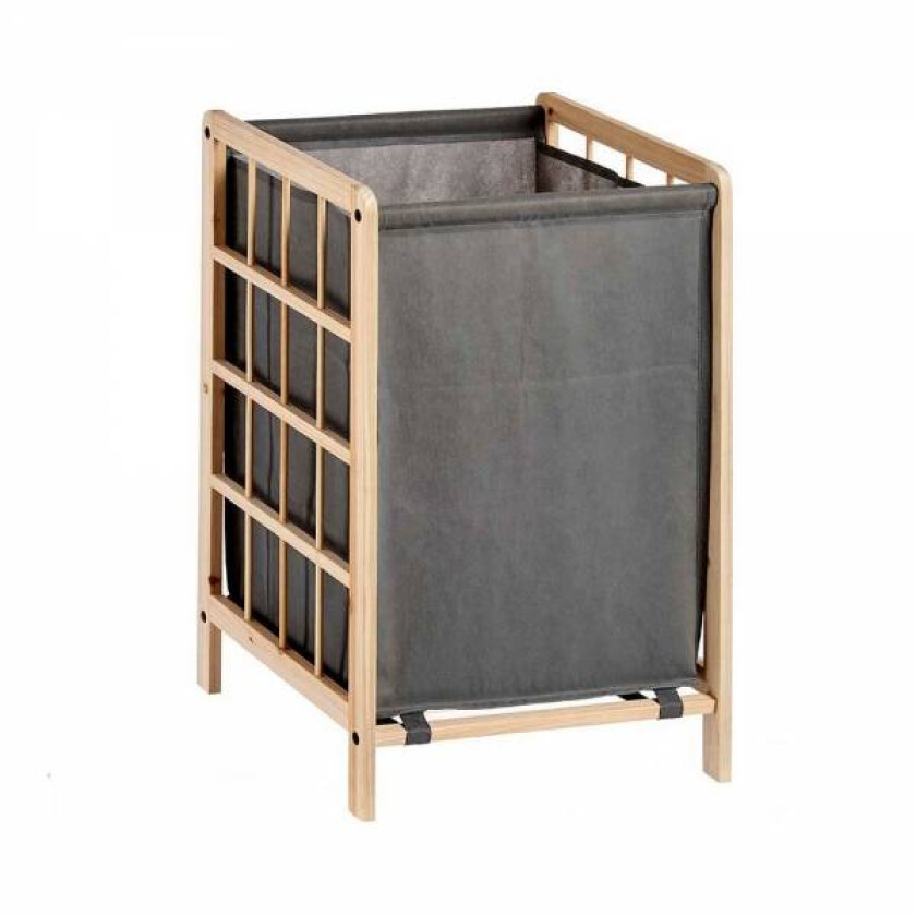 Skittentøyskurv tre og tekstil (33 x 60 x 39,5 cm)- grå