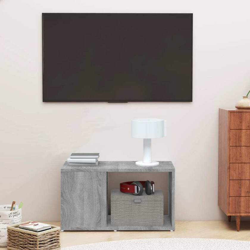 TV-benk grå sonoma 60x24x32 cm konstruert tre