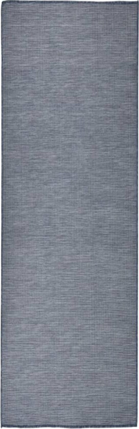 Utendørs flatvevd teppe 80x250 cm blå