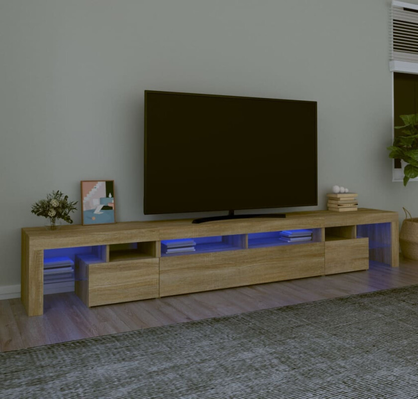 TV-benk med LED-lys sonoma eik 260x36,5x40 cm