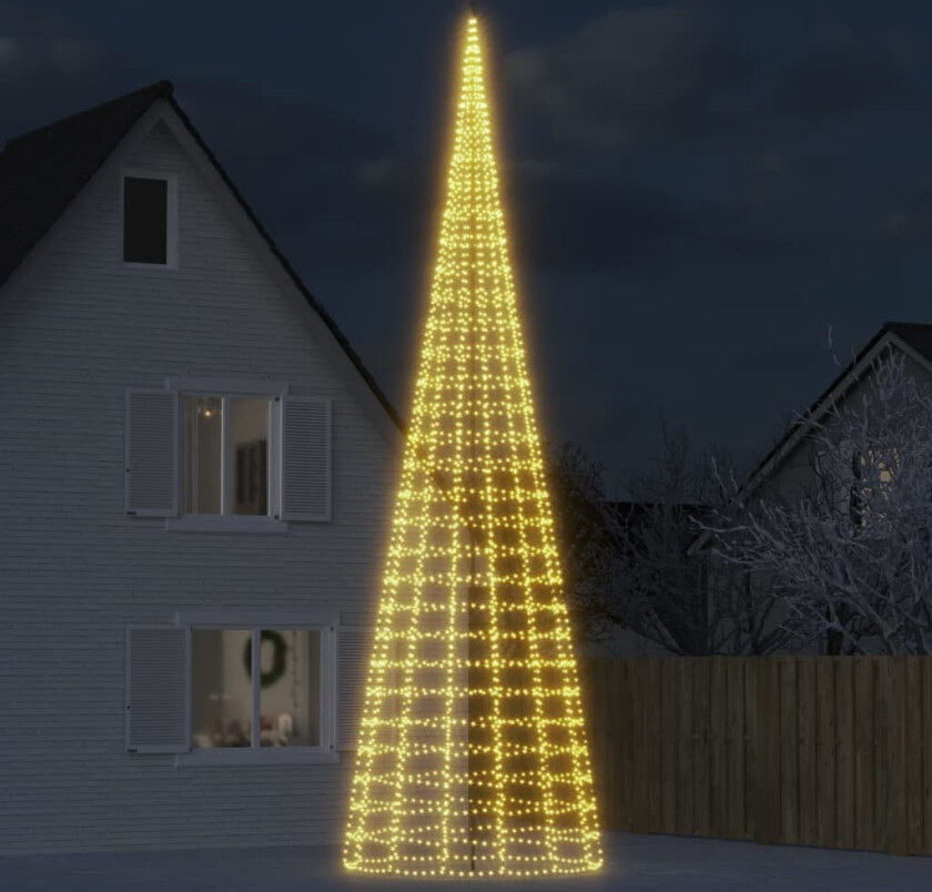 Juletrelys på flaggstang 3000 LED varmhvit 800 cm