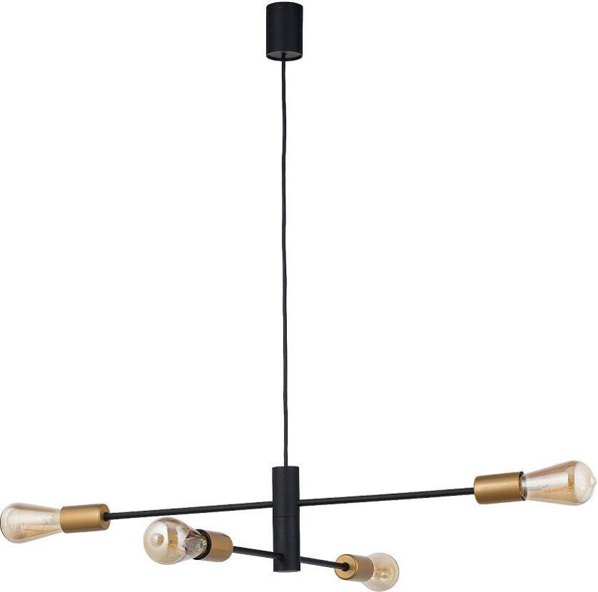 Rotor IV pendellampe, svart/gull, fire lyskilder