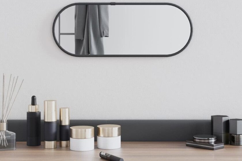 Veggspeil svart 40x15 cm oval