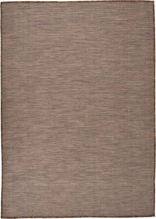 Utendørs flatvevd teppe 140x200 cm brun