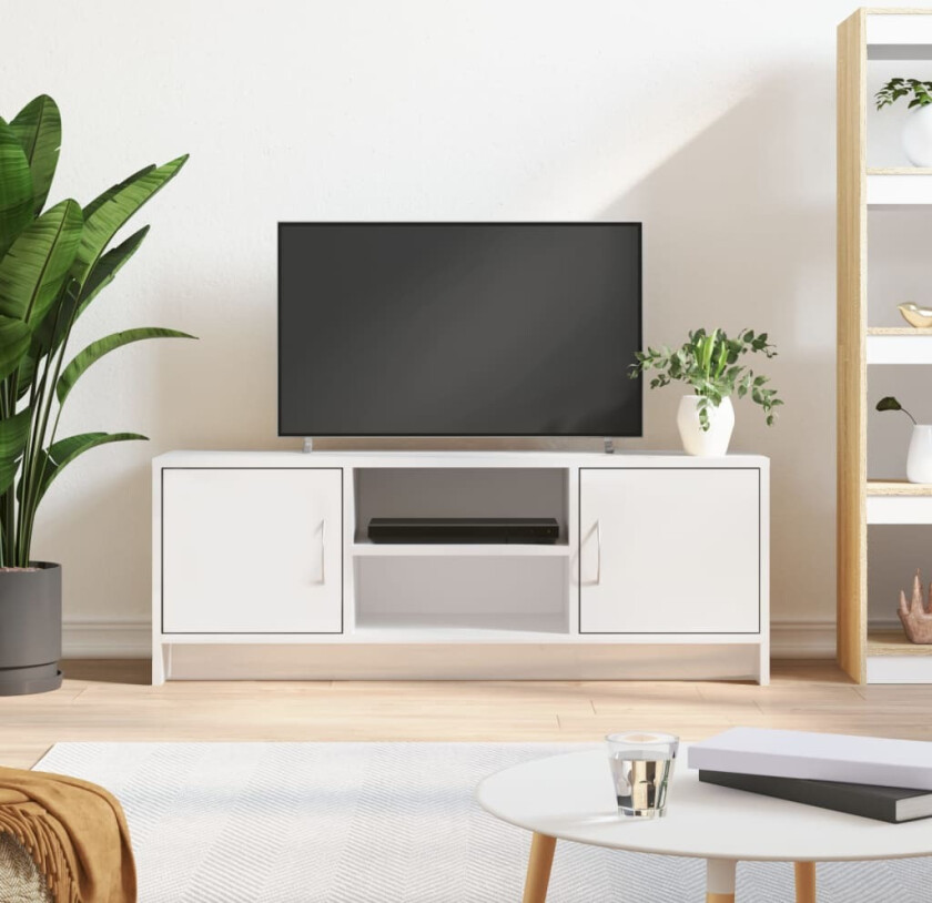 TV-benk høyglans hvit 102x30x37,5 cm konstruert tre