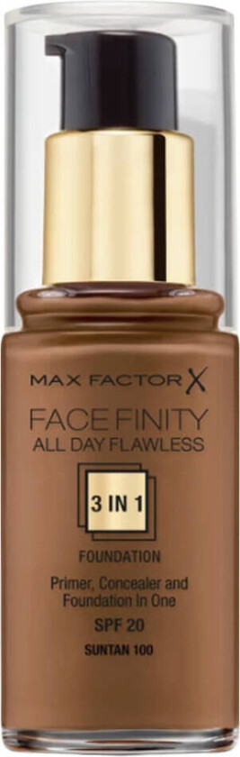 Facefinity 3-in-1 Foundation Sun Tan 100 30 ml