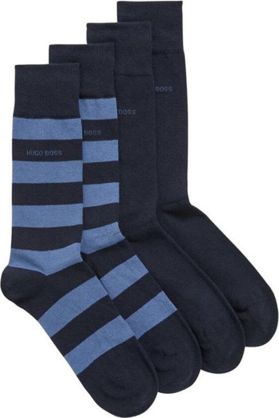Boss Hugo Boss 2-pakksokker str 39-42 - Block Stripe blå   2 stk.