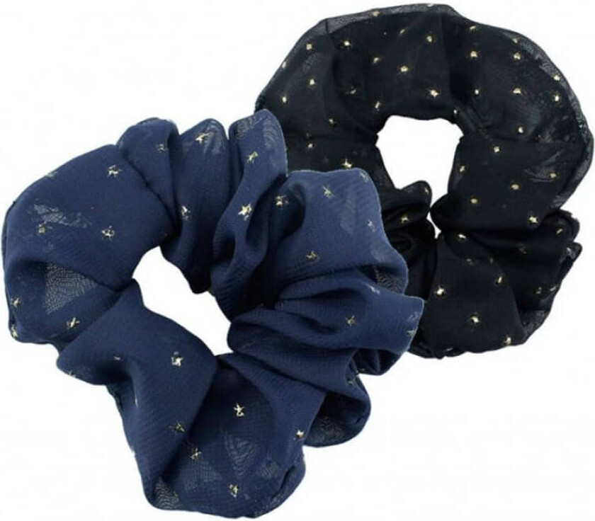 Scrunchie Set - Black/Navy With Gold Stars