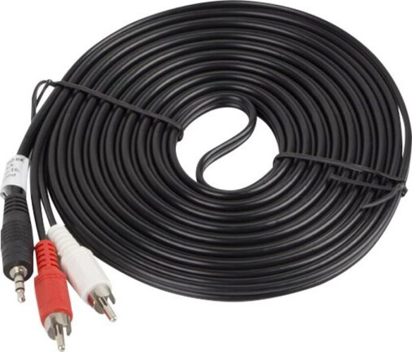 Lydkabel 3.5mm Til 2xrca (5 Meter) Svart