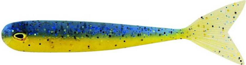 Megateez V-tail softbait, 9 cm, 3 pk - Blue n' yellow