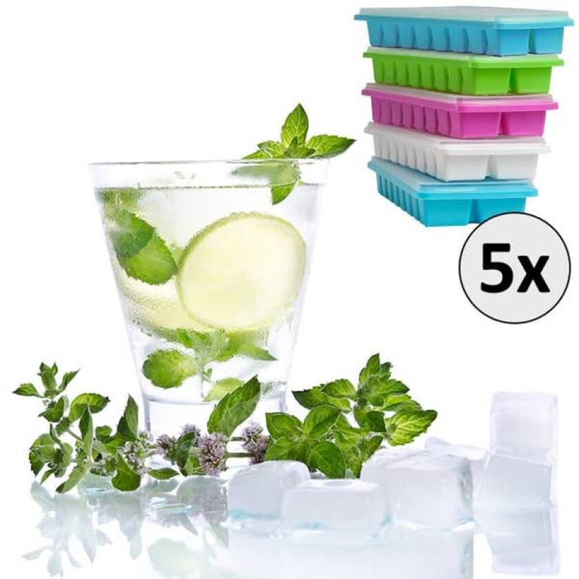 5 stk fargerike isbitformer med lokk